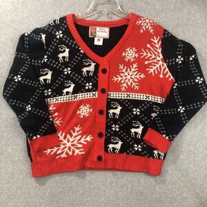 Ugly Christmas Sweater Cardigan snowflakes L